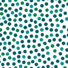 Fototapeta na wymiar Blue green and white chaotic dots abstract seamless pattern, vector