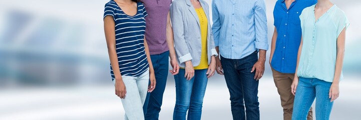 Group of People standing in bright blurred space