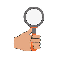 hand holding magnifying glass icon image