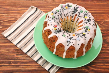 Summer Bundt Cake Topped with Sugar Glaze