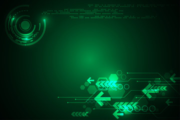 Vector in technology concept on green background.