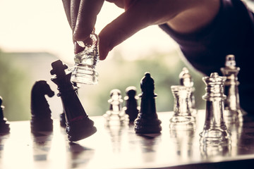Winning a Game of Chess Knight Taking the King, Selective Focus © agcreationsnz