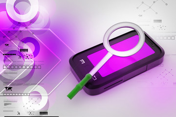 smart phone with magnifying glass