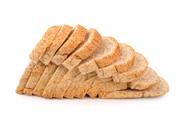 whole grain bread on white background