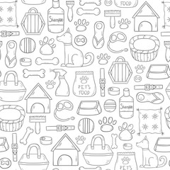 Vector hand drawn dog stuff background