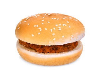 chicken burger, fast food isolated on white background