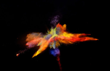 Powder paint blasting creates abstract color forms  giving off fantastic multi color formations.