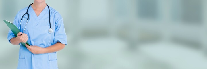 Doctor holding files and stethoscope