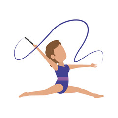 rythmic gymnast with ribbon athlete sport avatar icon image vector illustration design 