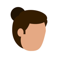 head of woman with hair in bun avatar icon image vector illustration design 