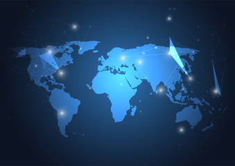 Global network connection. World map point and line composition concept of global business. Vector Illustration