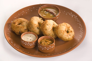 Sambar with vada with Coconut Chutney, Indian Dish