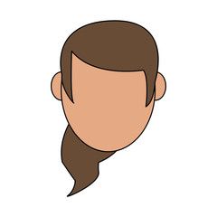 head of woman with hair in ponytail avatar icon image vector illustration design 