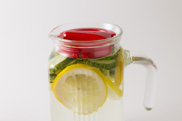 Detox water with lemon and cucumber. Health and body cleansing.