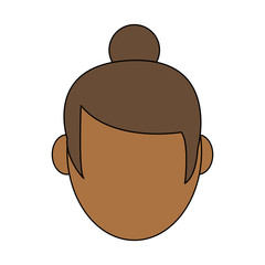 head of woman with hair in bun avatar icon image vector illustration design 