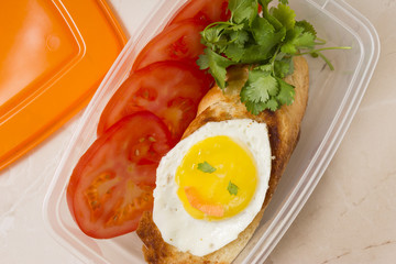 Lunch in the lunch box. Delicious and hearty snack. Replenishment of energy.