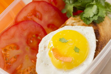 Lunch in the lunch box. Delicious and hearty snack. Replenishment of energy.
