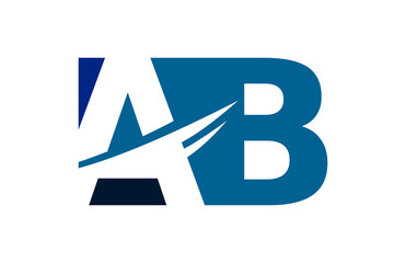 AB Negative Space Square Swoosh Letter Logo