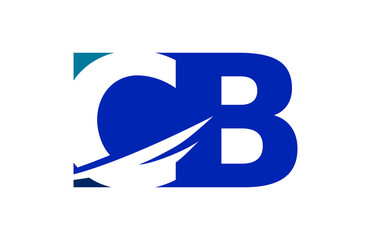 CB Negative Space Square Swoosh Letter Logo