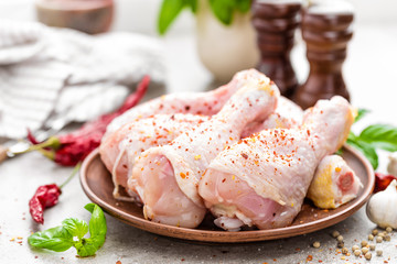 Raw chicken legs, drumsticks