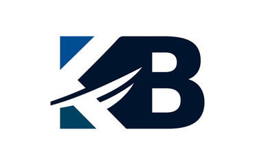 KB Negative Space Square Swoosh Letter Logo