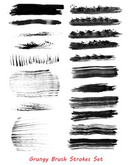 Grungy brush strokes set over white background. Elements for your work and design. Eps10