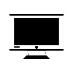 computer monitor with blank screen icon image vector illustration design  black and white