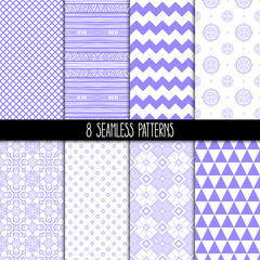 set of eight purple patterns