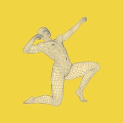 3D Model of Man. Vector Illustration.