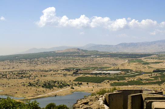 Landscape view of the Golan Heights and Mount Hermon. North of Israel .
