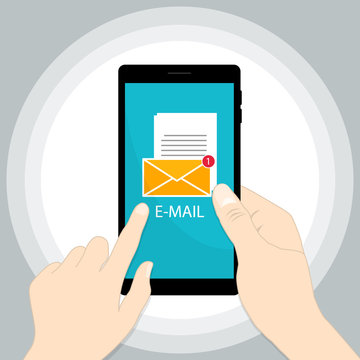 Phone Hand Check Email Application Vector