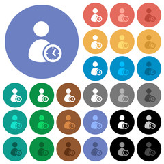 User account time round flat multi colored icons