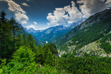Fototapeta na wymiar Breathtaking vista over Julian Alps in Slovenia