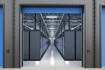server computers in warehouse