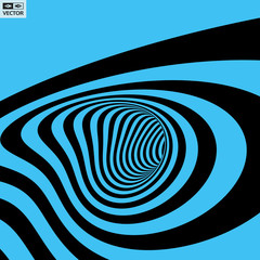 Tunnel. Abstract striped background. Optical art. 3D vector illustration.