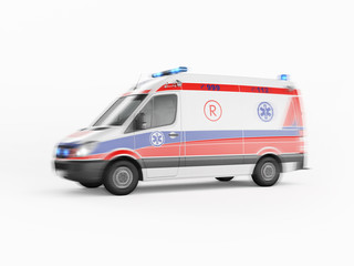 Ambulance emergency on a white background. 3D rendering
