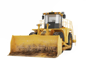Big yellow bulldozer. 3D rendering