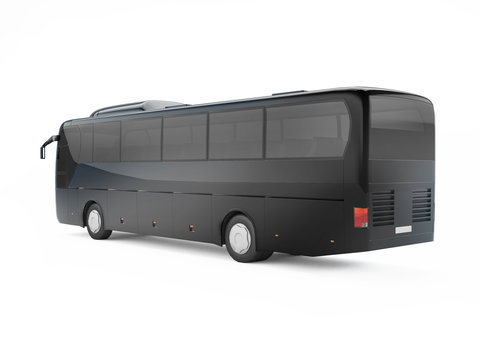 Black big tour bus isolated on a white background. 3D rendering