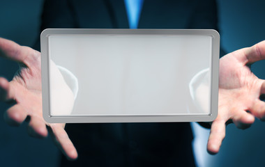 Businessman using digital screens tablet 3D rendering