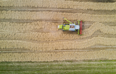 Fototapeta na wymiar Aerial view of combine harvester