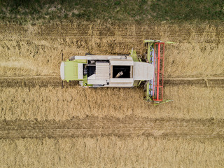Fototapeta na wymiar Aerial view of combine harvester