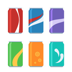 Icon set soda cans - obrazy, fototapety, plakaty