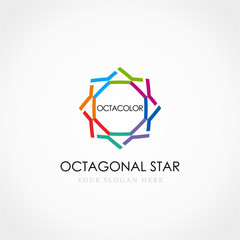 Octagonal Star Logo, Flower colorful logo