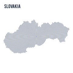 Vector abstract hatched map of Slovakia with spiral lines isolated on a white background.