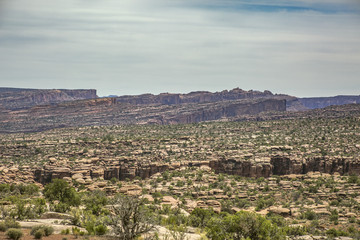 Fototapeta na wymiar Off road vehicle views of Moab Utah trails on bright sunny days