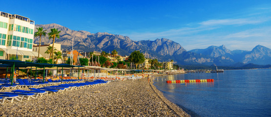 View of the coastline in the town of Kemer in Turkey.