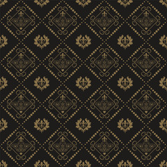 Background image. Damask. Vintage style. Dark color, seamless pattern. Texture wallpaper. Vector Background