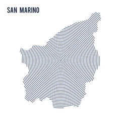 Vector abstract hatched map of San Marino with spiral lines isolated on a white background.