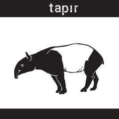 Silhouette Tapir In Grunge Design Style Animal Icon Vector Illustration