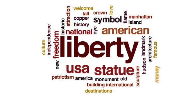 Liberty animated word cloud, text design animation.